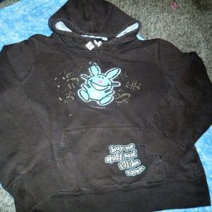 #541 Brown Happy Bunny Hoodie